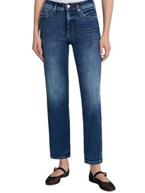 Express Women's  90s Slim Hight Rice  Straight Jeans - Dark Blue Wash Size 2R